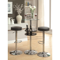 Coaster Furniture 120715 Glass Top Bar Table with Wine Storage Black and Chrome